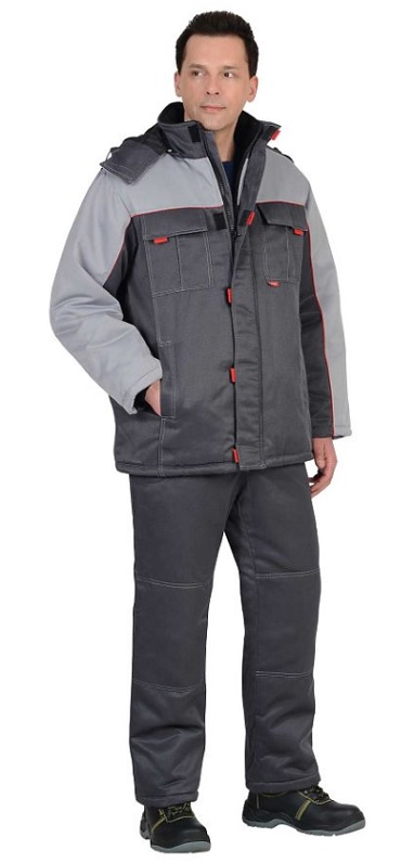 Костюм утепленный Фаворит-С, мужской, куртка + полукомбинезон, ткань смесовая (65% п/э, 35% х/б), плотность 210 г/кв.м, темно-серый.