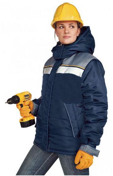 Куртка женская утепленная "Эребус", ткань: Оксфорд, влаго-ветро-защитная, утеплитель: 3-ой синтепон 120 г/кв.м, подкладка: нейлон, центральная застежка на молнию, ветрозащитная планка, с капюшоном, цвет: темно-синий с серым.