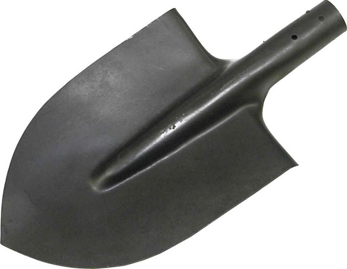 Лопата штыковая из рельсовой стали, покрытие: окраска от коррозии.