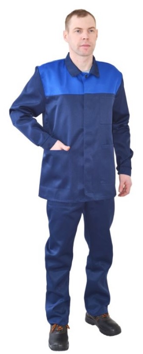 Костюм "Стандарт-2", мужской, ткань: смесовая, куртка+полукомбинезон, цвет: синий