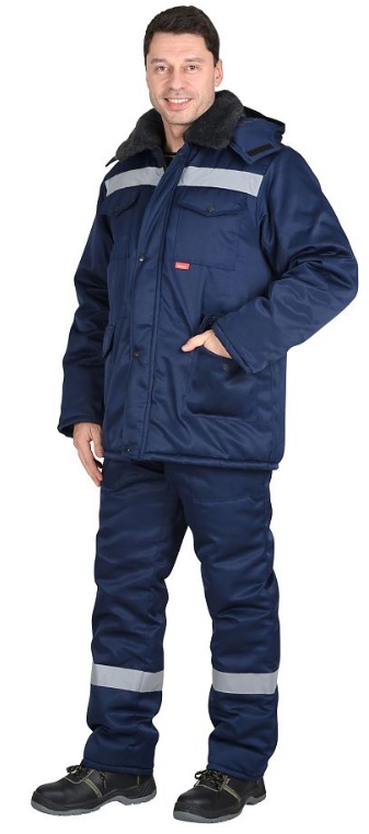 Костюм утепленный Мастер-ПРО, мужской, куртка + брюки, ткань смесовая, 80% п/э + 20% х/б, плотность 210 г/кв.м, темно-синий.