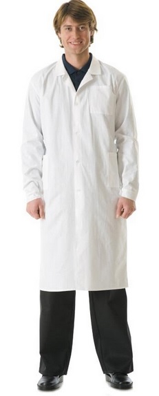 Халат мужской, ткань бязь (ГОСТ), плотность 142 г/кв.м, белый.