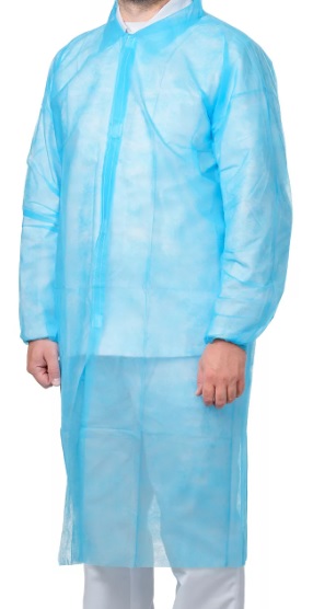 Халат процедурный, голубой, на липучках, рукава на резинке, размеры 120х140 см, голубой